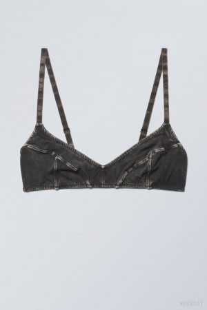 Weekday Miley Washed Cotton Bra ブラ レディース 黒 Japan | I2Y-7185