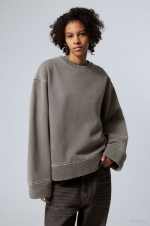 Weekday Oversized Heavyweight Sweatshirt スウェットシャツ レディース グレー Japan | C1J-5557