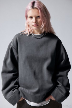 Weekday Oversized Heavyweight Sweatshirt スウェットシャツ レディース グレー Japan | P2W-5939