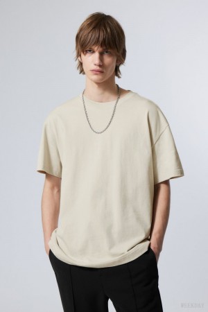 Weekday Oversized Heavyweight T-shirt Tシャツ メンズ ベージュ Japan | M3T-1642