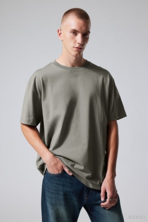 Weekday Oversized Heavyweight T-shirt Tシャツ メンズ グレー Japan | L4Y-3701