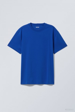 Weekday Oversized Heavyweight T-shirt Tシャツ メンズ 深い青 Japan | S4S-7035