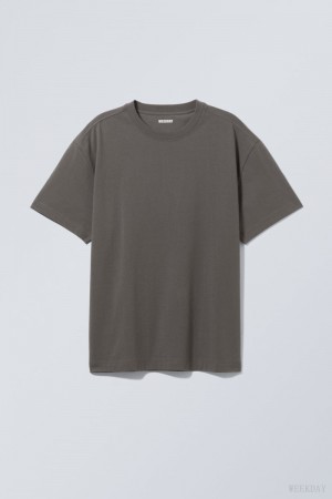 Weekday Oversized Heavyweight T-shirt Tシャツ メンズ 暗グレー Japan | Z7G-5347