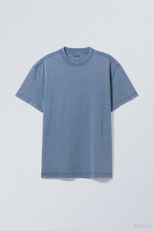 Weekday Oversized Heavyweight T-shirt Tシャツ メンズ 青 Japan | L2M-1848