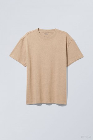 Weekday Oversized Heavyweight T-shirt Tシャツ メンズ ブラウン Japan | K7I-5296