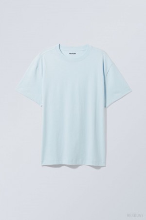 Weekday Oversized Heavyweight T-shirt Tシャツ メンズ ライト青 Japan | J6I-6035