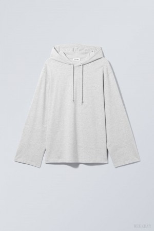 Weekday Oversized フード付き Long Sleeve トップス レディース ライトグレー Japan | J7L-1786