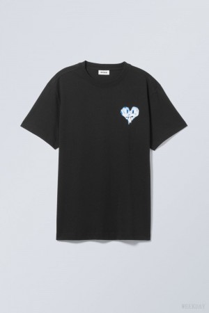 Weekday Oversized グラフィック Printed T-shirt Tシャツ メンズ Angry Heart Japan | C7A-3537