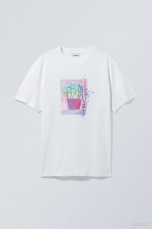 Weekday Oversized グラフィック Printed T-shirt Tシャツ メンズ Art School Japan | N0V-5245