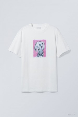 Weekday Oversized グラフィック Printed T-shirt Tシャツ メンズ Dalmatian Japan | V8B-6131