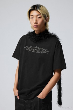 Weekday Oversized グラフィック Printed T-shirt Tシャツ メンズ Destiny Rhinestones Japan | N4Z-4126