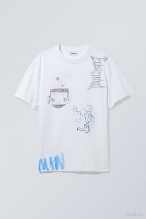 Weekday Oversized グラフィック Printed T-shirt Tシャツ レディース Existential Japan | F1F-3381