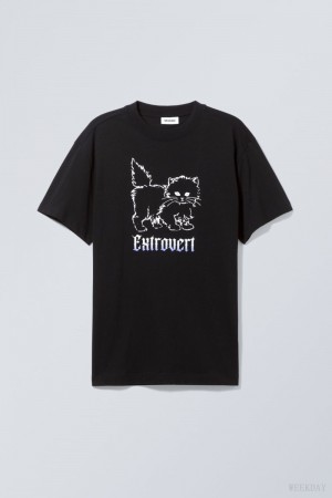 Weekday Oversized グラフィック Printed T-shirt Tシャツ メンズ Extrovert Japan | Y3U-8227