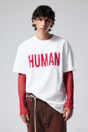 Weekday Oversized グラフィック Printed T-shirt Tシャツ メンズ Human Japan | I4I-3407