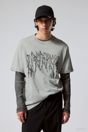 Weekday Oversized グラフィック Printed T-shirt Tシャツ レディース Spikey Dreamer Japan | V5F-2736