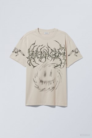 Weekday Oversized グラフィック Printed T-shirt Tシャツ メンズ Swirly Monster Japan | R0O-1985