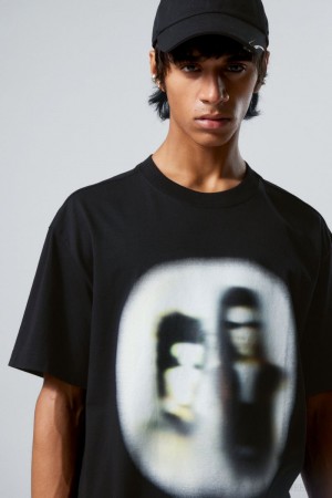 Weekday Oversized グラフィック Printed T-shirt Tシャツ メンズ The Blurry Band Japan | S6P-5797