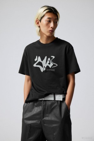 Weekday Oversized グラフィック Printed T-shirt Tシャツ メンズ 黒 Japan | G9G-0902