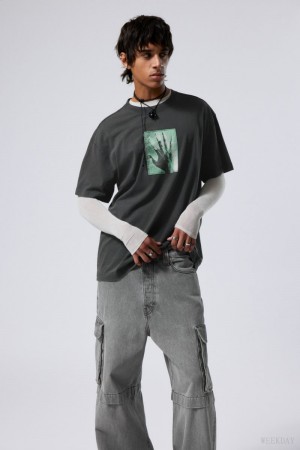 Weekday Oversized グラフィック Printed T-shirt Tシャツ メンズ 青 Japan | T9P-0729