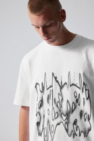 Weekday Oversized グラフィック Printed T-shirt Tシャツ メンズ グレー Japan | Z9H-9684