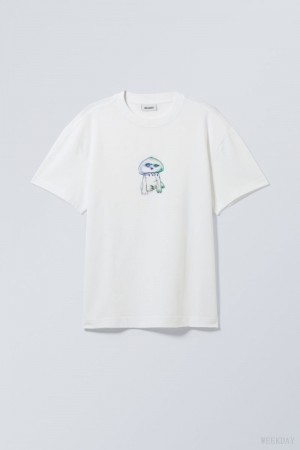 Weekday Oversized グラフィック Printed T-shirt Tシャツ メンズ 紫 緑 Japan | A9C-9107