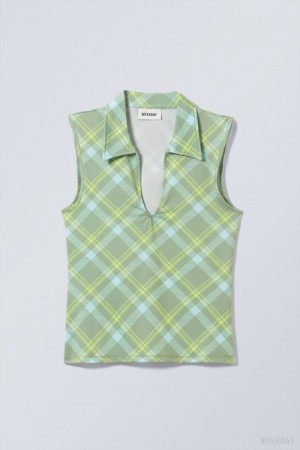 Weekday Phoebe Polo Top トップス レディース 緑 Japan | L4Z-6067