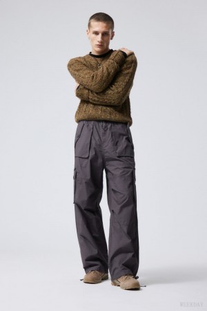 Weekday Piper Loose Cargo Trousers ズボン メンズ 暗グレー Japan | F2L-6870