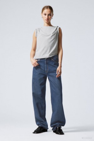 Weekday Rail ミッドカット Loose 真っ直ぐ Jeans デニム レディース 青 Japan | Q8X-8131