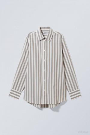 Weekday Regular Cotton Voile Shirt シャツ レディース ベージュ Japan | E2Z-8272