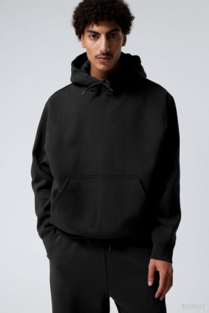 Weekday Relaxed Heavy Hoodie パーカー メンズ 黒 Japan | Q7T-5155