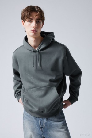 Weekday Relaxed Heavy Hoodie パーカー メンズ 暗ターコイズ Japan | Q8C-3597