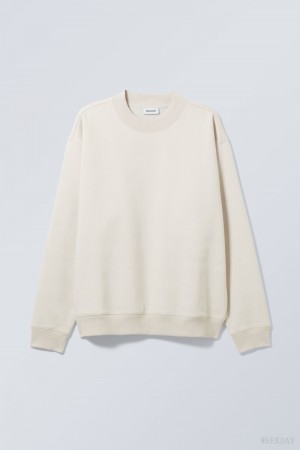 Weekday Relaxed Heavyweight Sweatshirt スウェットシャツ メンズ Ecru Japan | M0Z-6972