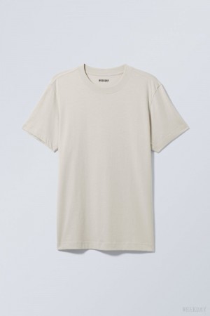 Weekday Relaxed Midweight T-shirt Tシャツ メンズ Ecru Japan | F6K-9173