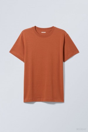 Weekday Relaxed Midweight T-shirt Tシャツ メンズ オレンジ Japan | L3I-6813