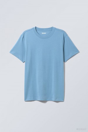 Weekday Relaxed Midweight T-shirt Tシャツ メンズ ライト青 Japan | O3E-2539