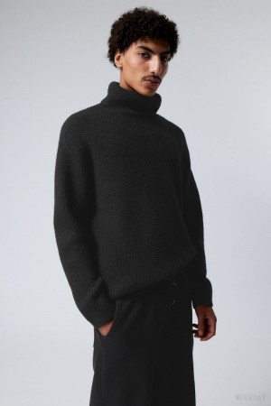 Weekday Renzo Relaxed ウール Blend Turtleneck アクセサリー メンズ 黒 Japan | J2B-5572