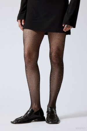 Weekday Rhinestone Tights ソックス レディース 黒 Japan | P4Q-7902