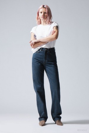 Weekday Rowe Extra High 真っ直ぐ Jeans デニム レディース 青 Japan | V1W-1669