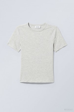 Weekday Slim Fitted T-shirt Tシャツ レディース グレー Japan | V8U-9085