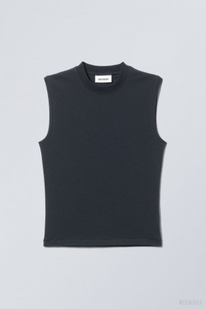 Weekday Slim Mock Neck Tank Top タンクトップ レディース 暗青 Japan | J0K-2211