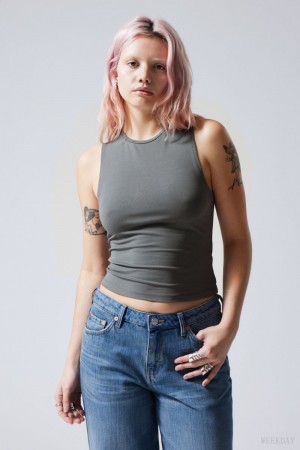 Weekday Soft Brushed Tank Top タンクトップ レディース 暗ターコイズ Japan | S4B-0796