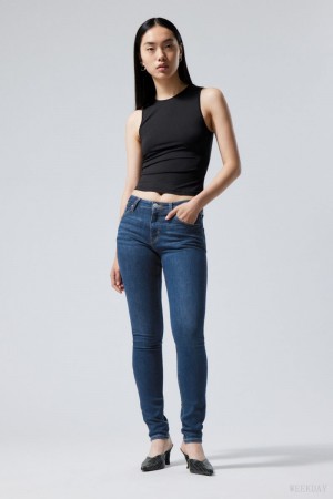 Weekday Spare ミッドカット スキニー Jeans デニム レディース 青 Japan | Z7G-2666