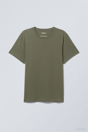 Weekday Standard Midweight T-shirt Tシャツ メンズ カーキ Japan | T5X-2068