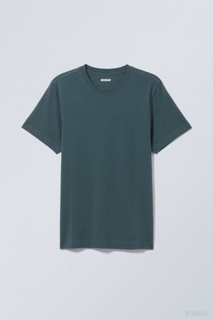 Weekday Standard Midweight T-shirt Tシャツ メンズ 暗紺碧 Japan | Z4O-0752