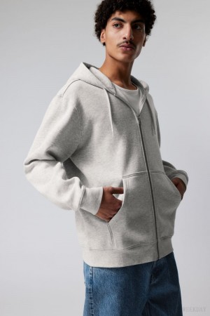 Weekday Standard Midweight Zip Hoodie パーカー メンズ グレー Japan | O6T-2528