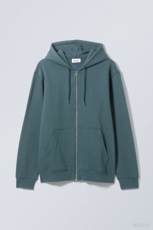 Weekday Standard Midweight Zip Hoodie パーカー メンズ 暗紺碧 Japan | Q0E-9971