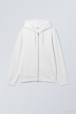 Weekday Standard Midweight Zip Hoodie パーカー メンズ 白 Japan | E8W-9975