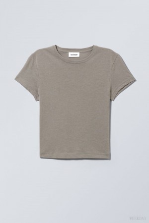 Weekday Tight Fitted T-shirt Tシャツ レディース 暗グレー Japan | K1A-6974