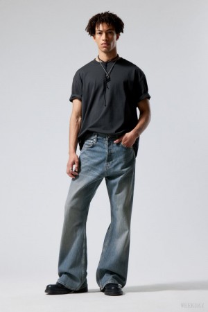 Weekday Time Loose Bootcut Jeans デニム メンズ 青 Japan | V5L-9303