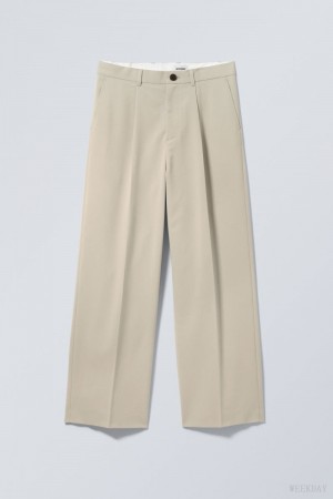 Weekday Uno Loose Suit Trousers ズボン メンズ ベージュ Japan | W4E-3750